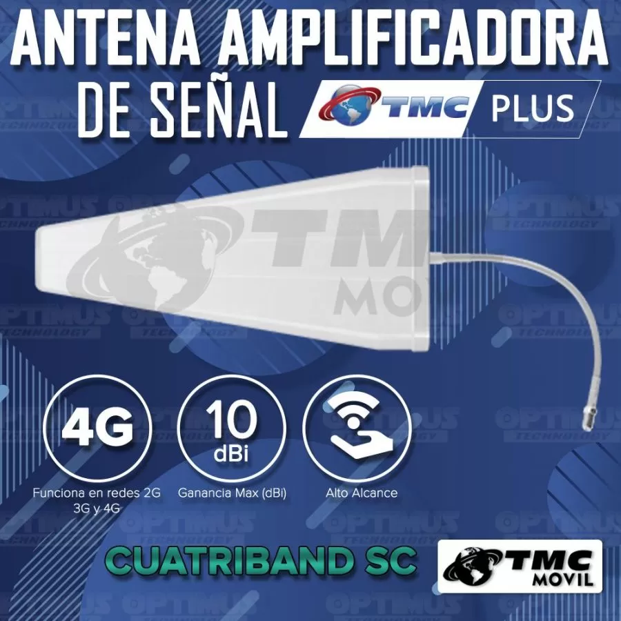 KIT Antena Amplificadora De Señal Zona Rural TMC Plus  Cuatriband 65dB y Enrutador Modem ZTE MF253V