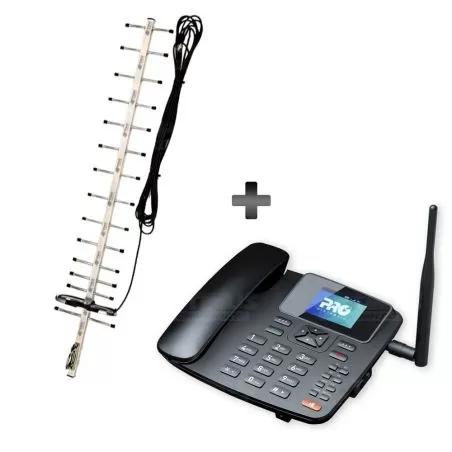 Kit Rural Antena Amplificadora de señal Yagi 17 Db Y Celular De Mesa Teléfono ProElectronic Procs-5040w
