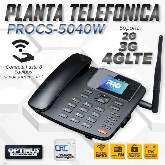Kit Rural Antena Amplificadora de señal Multibanda Pro Y Celular De Mesa Teléfono ProElectronic Procs-5040w