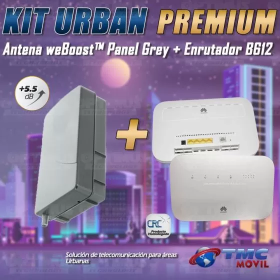 KIT Antena Amplificadora De Señal WeBoost Panel Grey Con Enrutador Huawei B612
