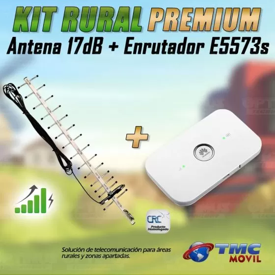 KIT Antena Amplificadora De Señal Yagi 17 Db Con Enrutador Mifi Huawei E5573s-508