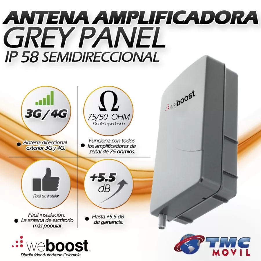 disco calcetines cielo Antena Amplificadora De Señal Semi direccional Weboost Panel Grey 4G