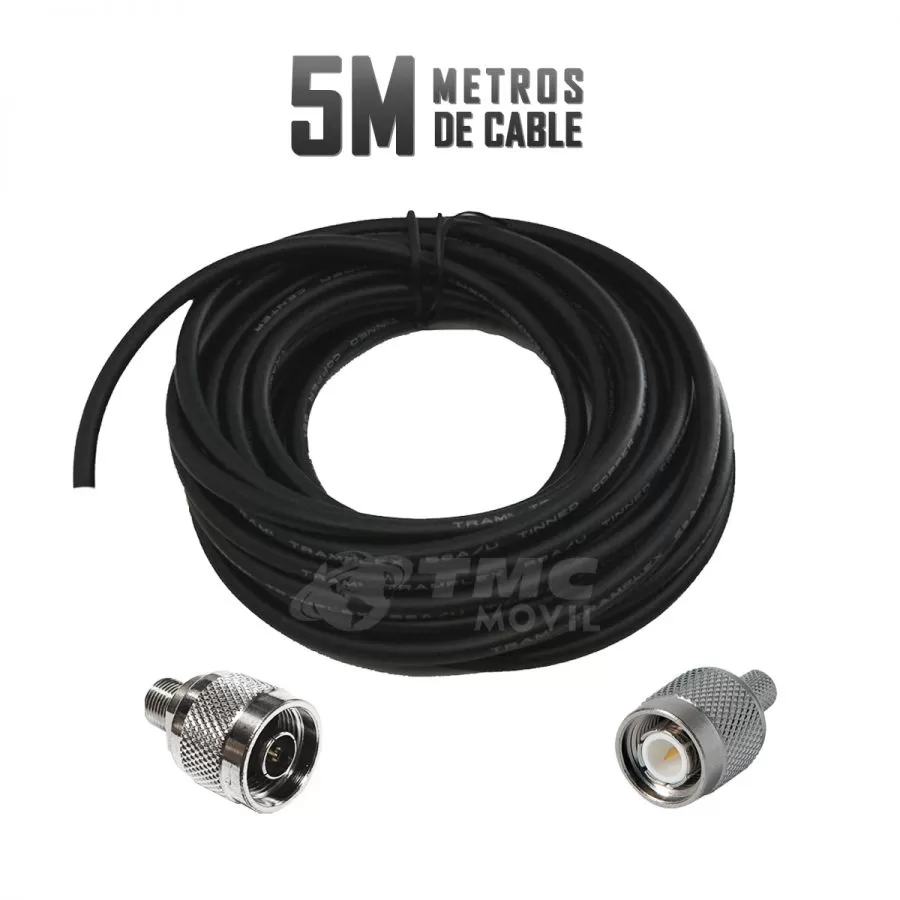 Cable RG-58 CERT® Conectores N-Macho Y TNC Macho | 5 Metros