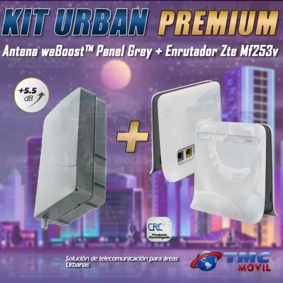 Kit Urban Antena de señal Weboost Panel Grey Y Modem Enrutador Zte Mf253v