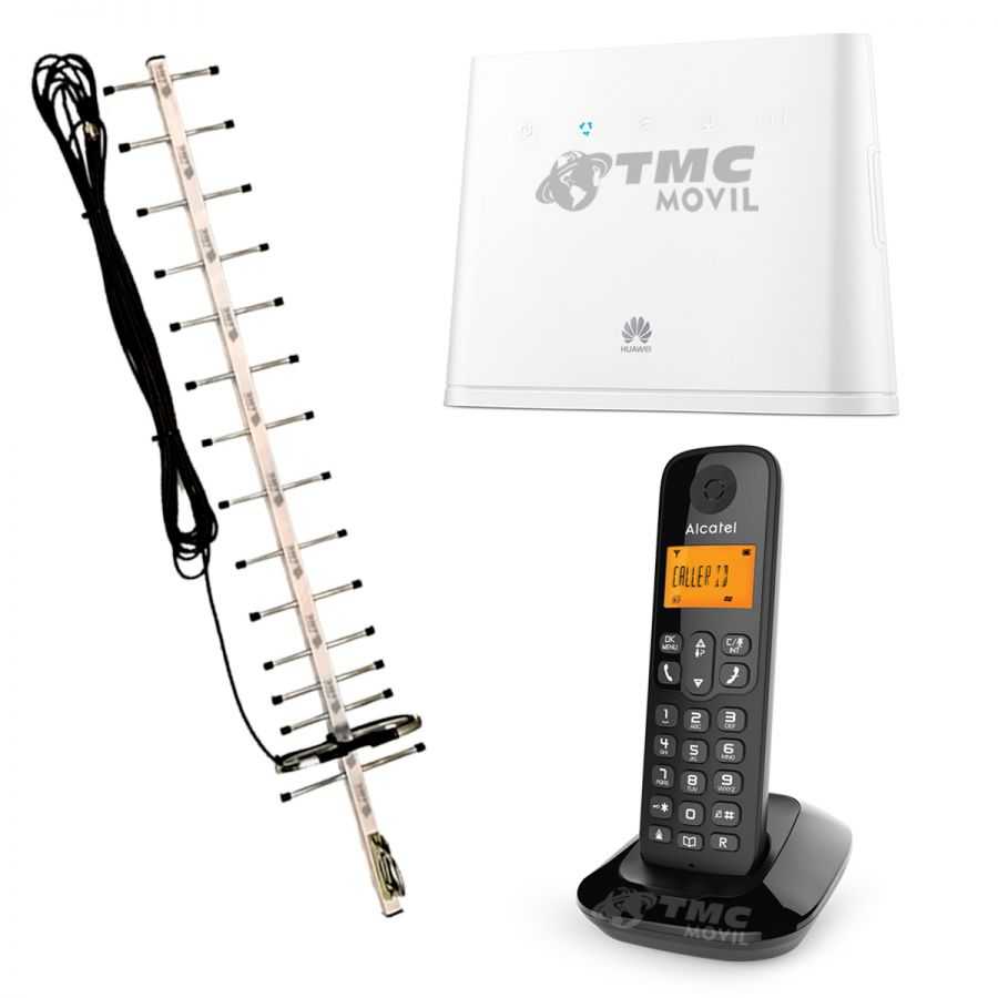 KIT de Planta Telefónica Teléfono Inalámbrico de mesa + Modem De Internet Huawei B311 4GLTE + Antena De Señal Yagi 17 Db
