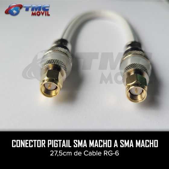 TMC MÓVIL Conector PIGTAIL SMA Macho a SMA Macho ( x2 SMA Male ) Cable RG-6 27,5cm Ultra Baja Perdida