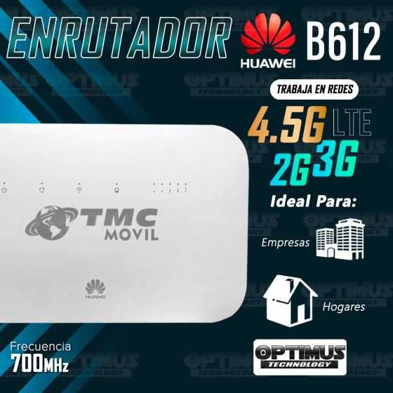 Enrutador Modem de Internet Huawei B612S-51D Libre Todo Operador 4G LTE y Compatible 4.5G