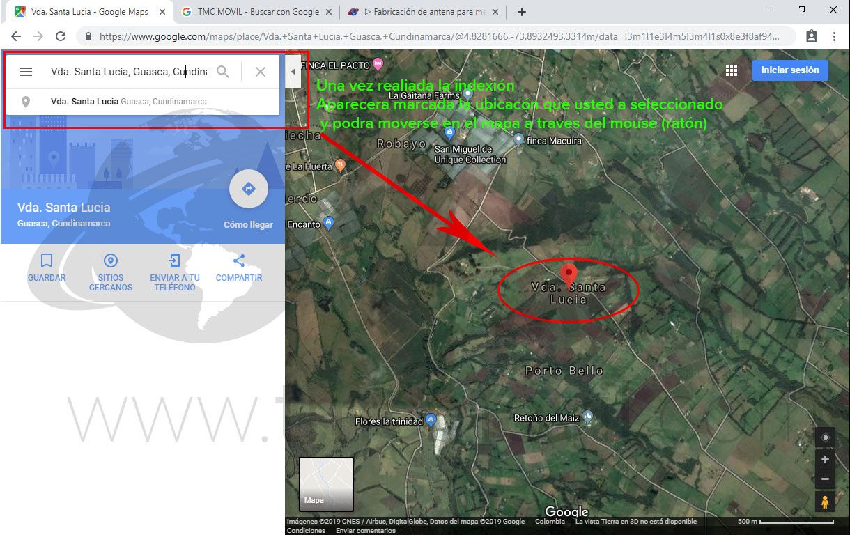 Encontrando Vda. Santa Lucia en Google Maps - TMC Movil