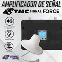 KIT AMPLIFICADOR DE SEÑAL CELULAR, TMC SIGNAL FORCE + ANTENA CUATRIBAND TMC PLUS + DOMO DE POTENCIA.