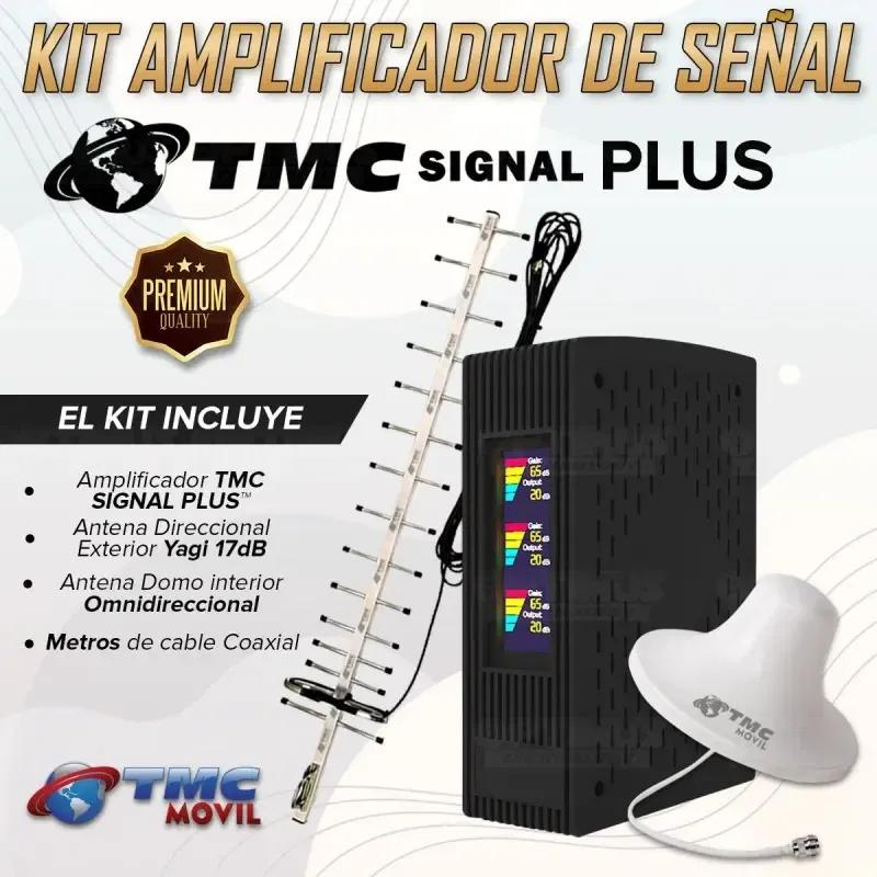 KIT AMPLIFICADOR DE SEÑAL TMC SIGNAL PLUS DE 65DB + ANTENA TASKER 17DB + ANTENA DOMO PLUS INTERNO