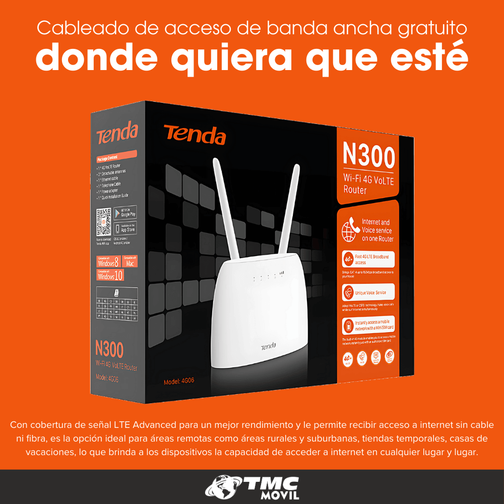 ROUTER 4G, 5G LTE TENDA N300