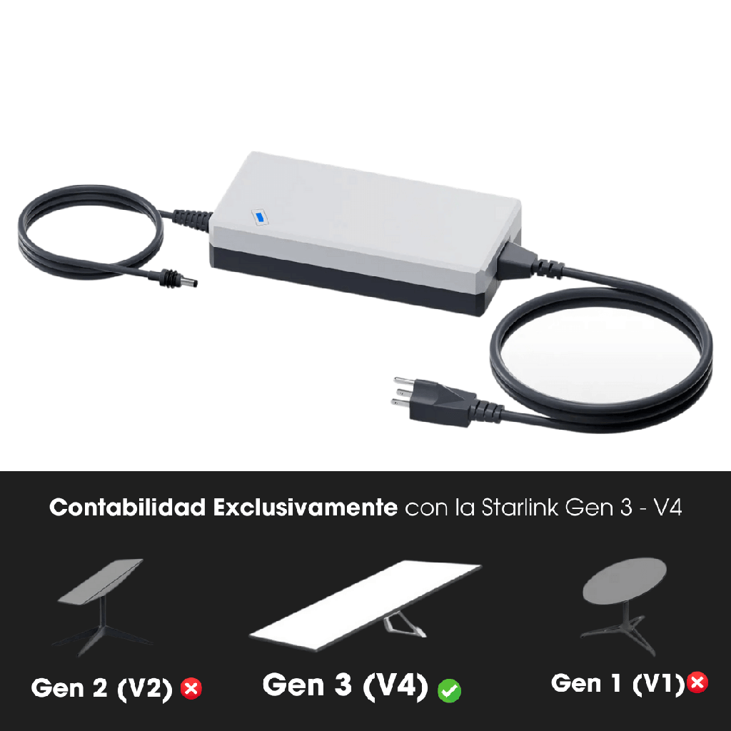 Cargador Starlink Gen 3 (Versión 4 V4) adaptador de CA de 195 W para Starlink, repuesto, cargador de Antena Estandar Starlink V4
