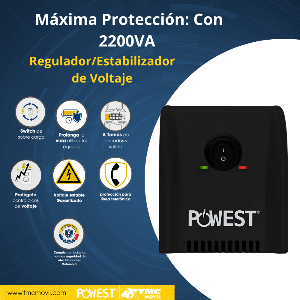 REGULADOR DE VOLTAJE POWEST 2200 VA
