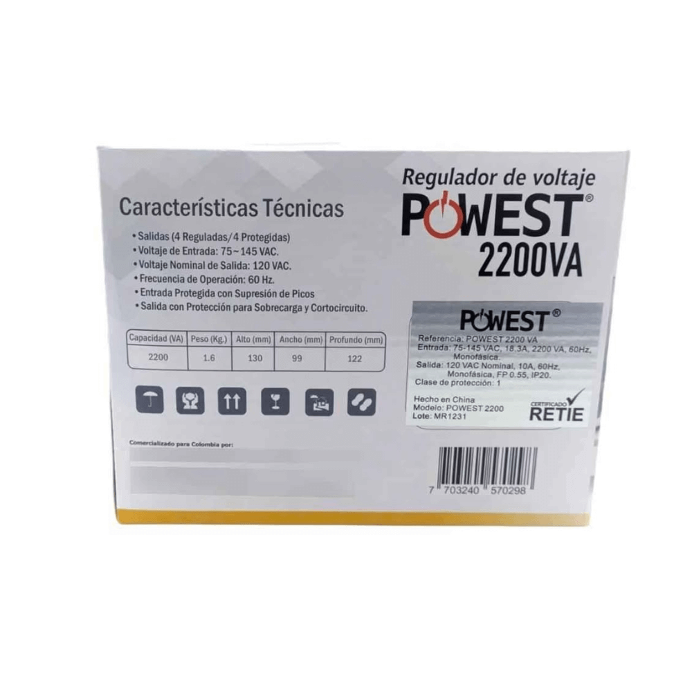 REGULADOR DE VOLTAJE POWEST 2200 VA