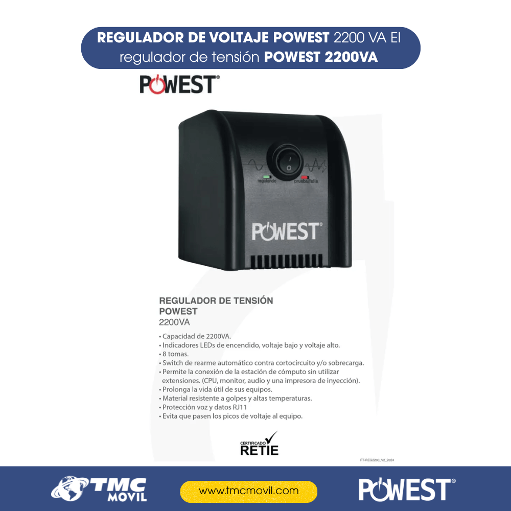 REGULADOR DE VOLTAJE POWEST 2200 VA