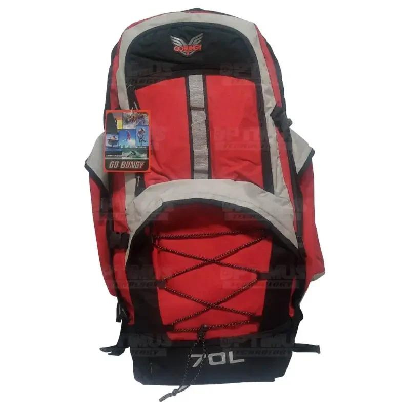 MALETA MOCHILA OPTIMUS TRAVELS 70L (ROJO Y GRIS)