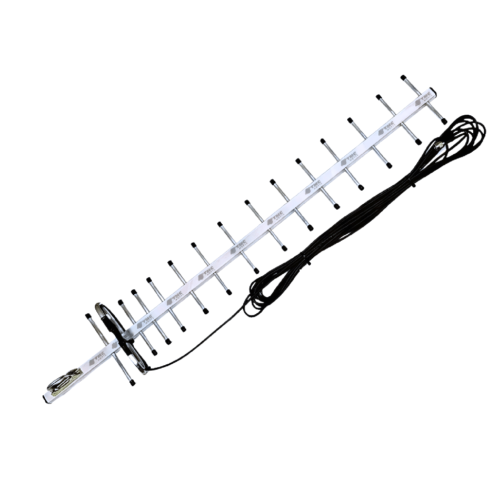 Antena Yagi Amplificadora De Señal 17dB, Frecuencias 698-2100MHz con 10 metros de Cable Marca PPC Belden Certificado de Baja Perdida (Conector F Macho)